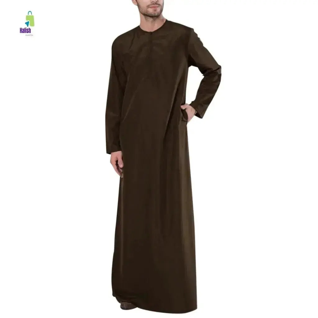 Men's Casual Arab Robe with Stand Collar