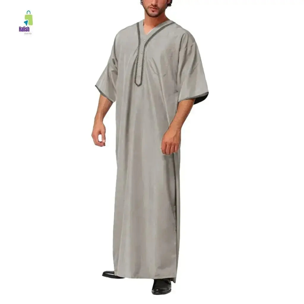 Men's Casual Arab Robe with Stand Collar