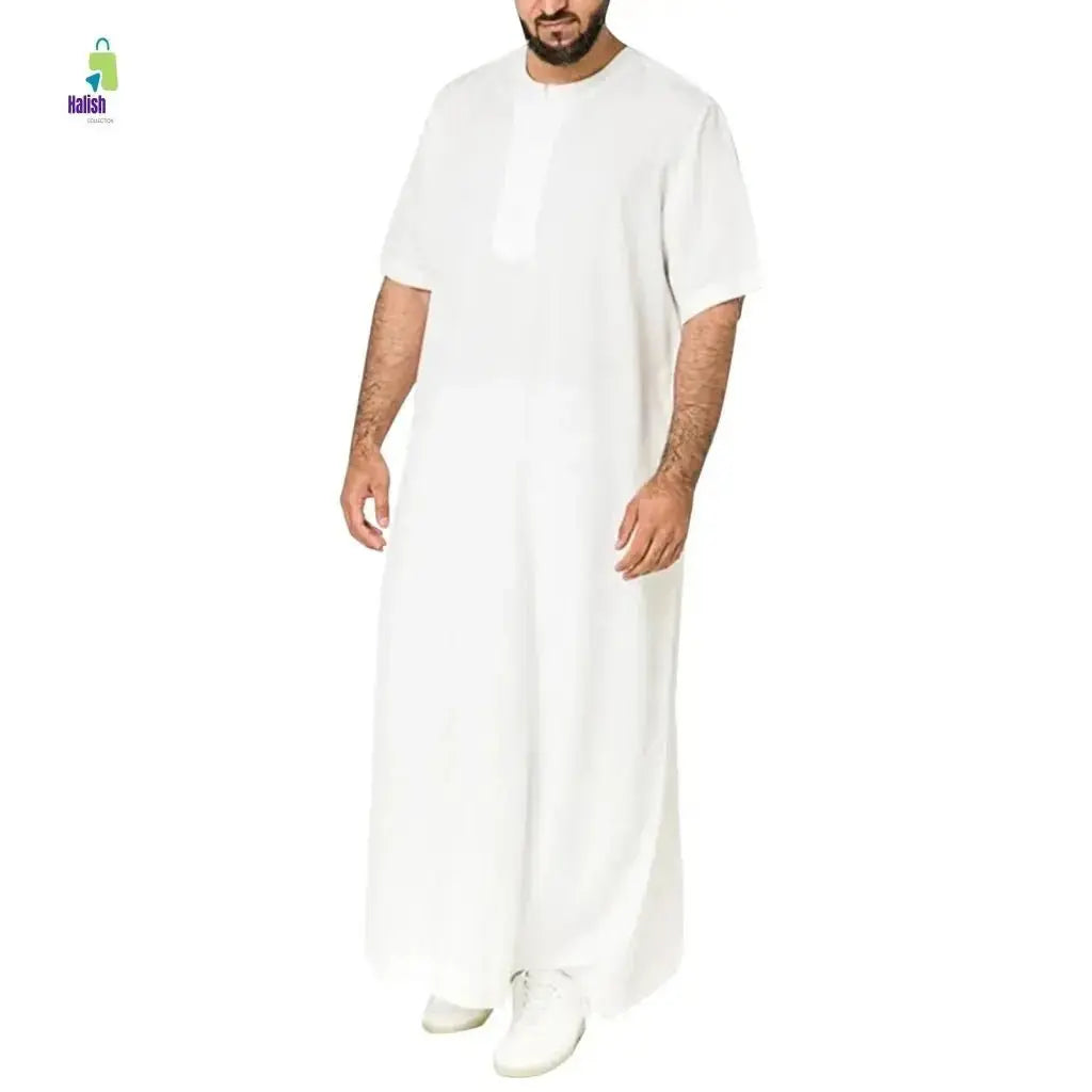 Men's Casual Arab Robe with Stand Collar - haalish