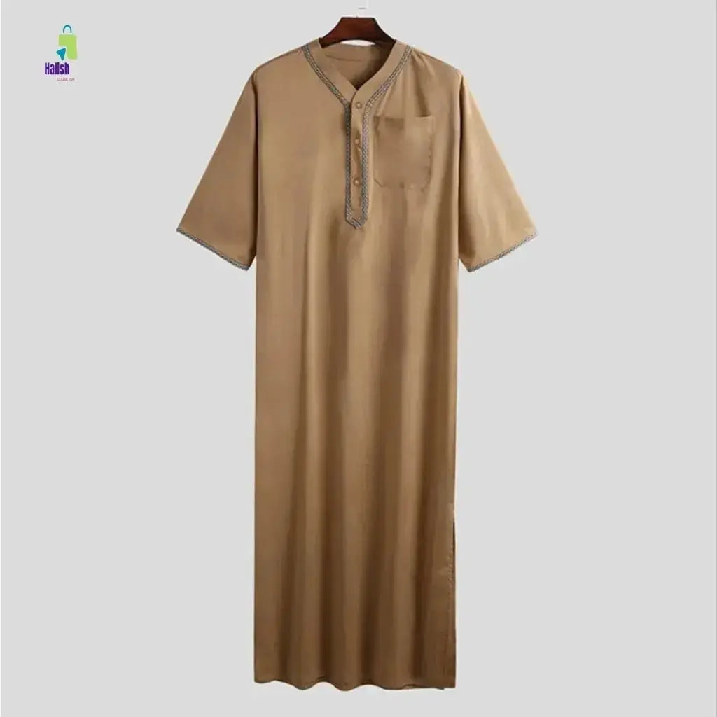 Men's Casual Arab Robe with Stand Collar