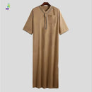 Men's Casual Arab Robe with Stand Collar - haalish