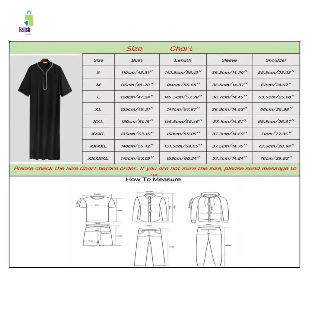 Men's Casual Arab Robe with Stand Collar - haalish