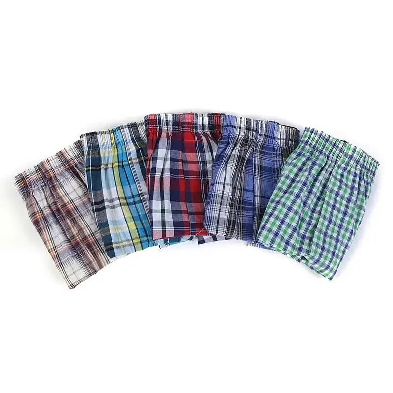 Mens Underwear Boxers Shorts Casual 100 % Cotton Sleep Underpants Plaid Loose Comfortable Homewear Striped Arrow Panties