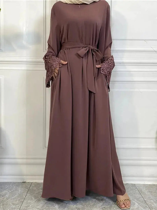 Muslim Fashion Hijab Dubai Abaya Long Dresses Women With Sashes Islam Clothing Abaya African Dresses For Women Musulman Djellaba - haalish