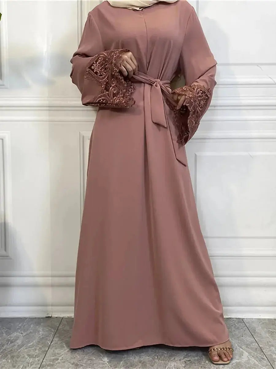 Muslim Fashion Hijab Dubai Abaya Long Dresses Women With Sashes Islam Clothing Abaya African Dresses For Women Musulman Djellaba - haalish