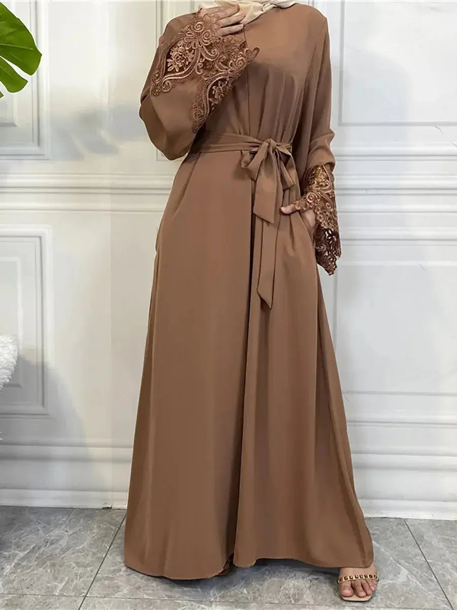 Muslim Fashion Hijab Dubai Abaya Long Dresses Women With Sashes Islam Clothing Abaya African Dresses For Women Musulman Djellaba - haalish