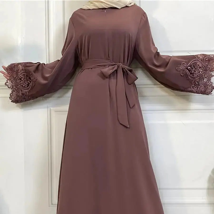 Muslim Fashion Hijab Dubai Abaya Long Dresses Women With Sashes Islam Clothing Abaya African Dresses For Women Musulman Djellaba - haalish