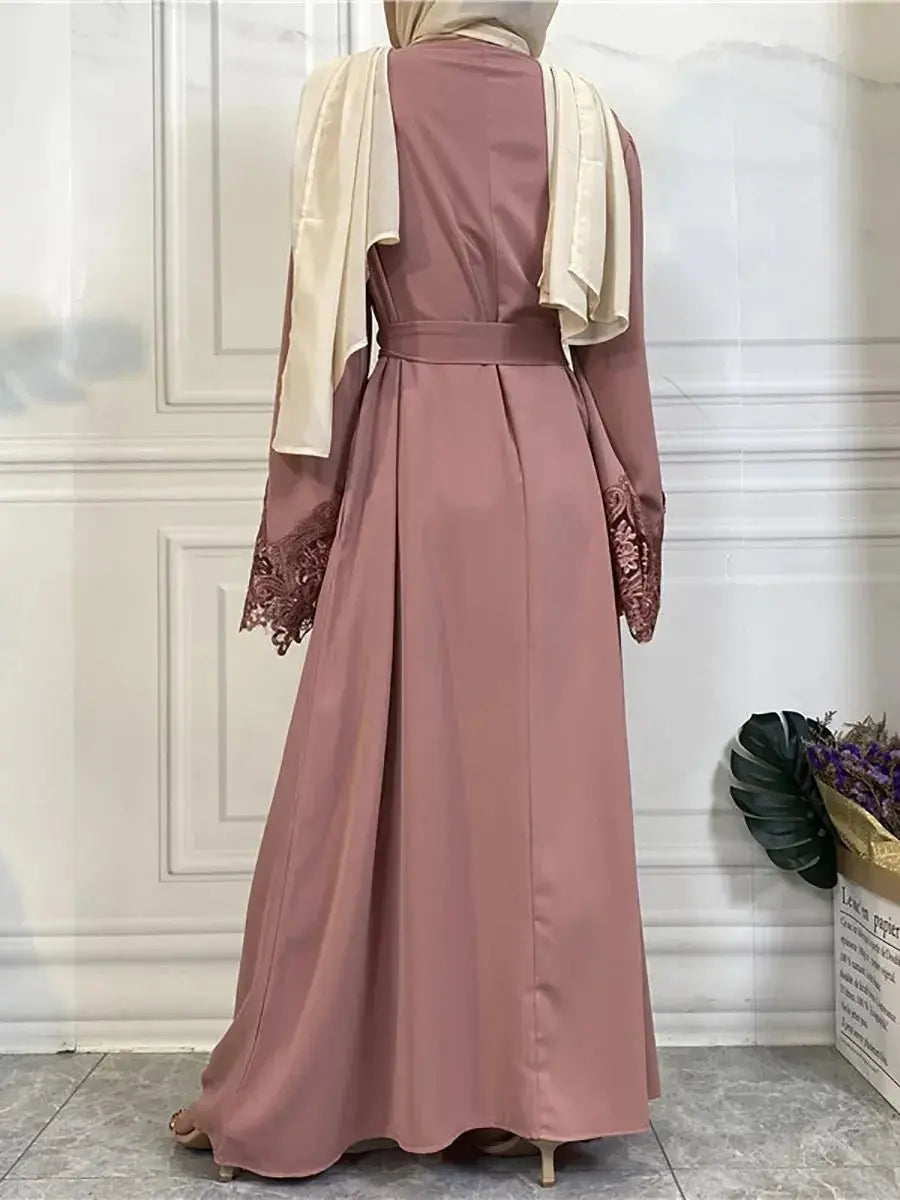 Muslim Fashion Hijab Dubai Abaya Long Dresses Women With Sashes Islam Clothing Abaya African Dresses For Women Musulman Djellaba - haalish