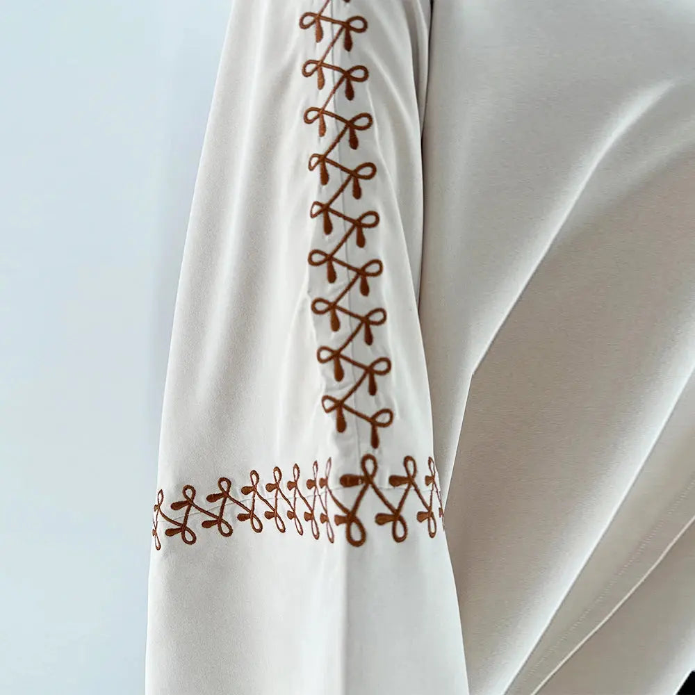 New Arrival Buckles Embroidery Abaya Hijab Dress Kimono Coat Outwear Women Long Sleeve Loose Arabic Muslim Dubai Moroccan Caftan