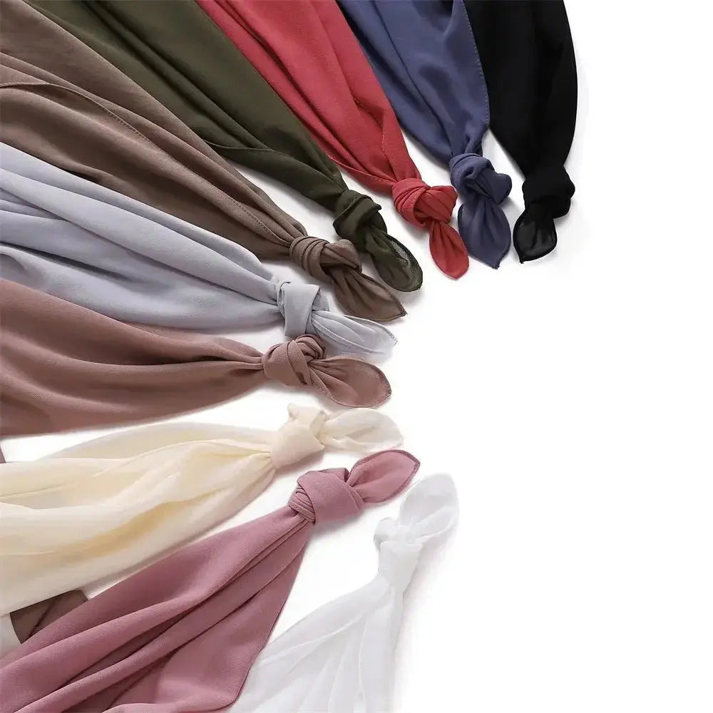 New Bubble Chiffon Hijab Easy Ware Solid Shawls Muslim Summer Plain Wraps Women's Quality Headscarf