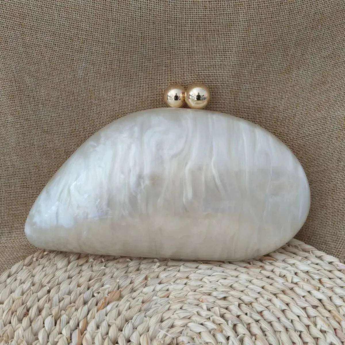 New Oval Irregular Pearl White Acrylic Box Evening Bag Ladies Luxury Designer Wedding Party Handmade Clutch Purses And Handbags