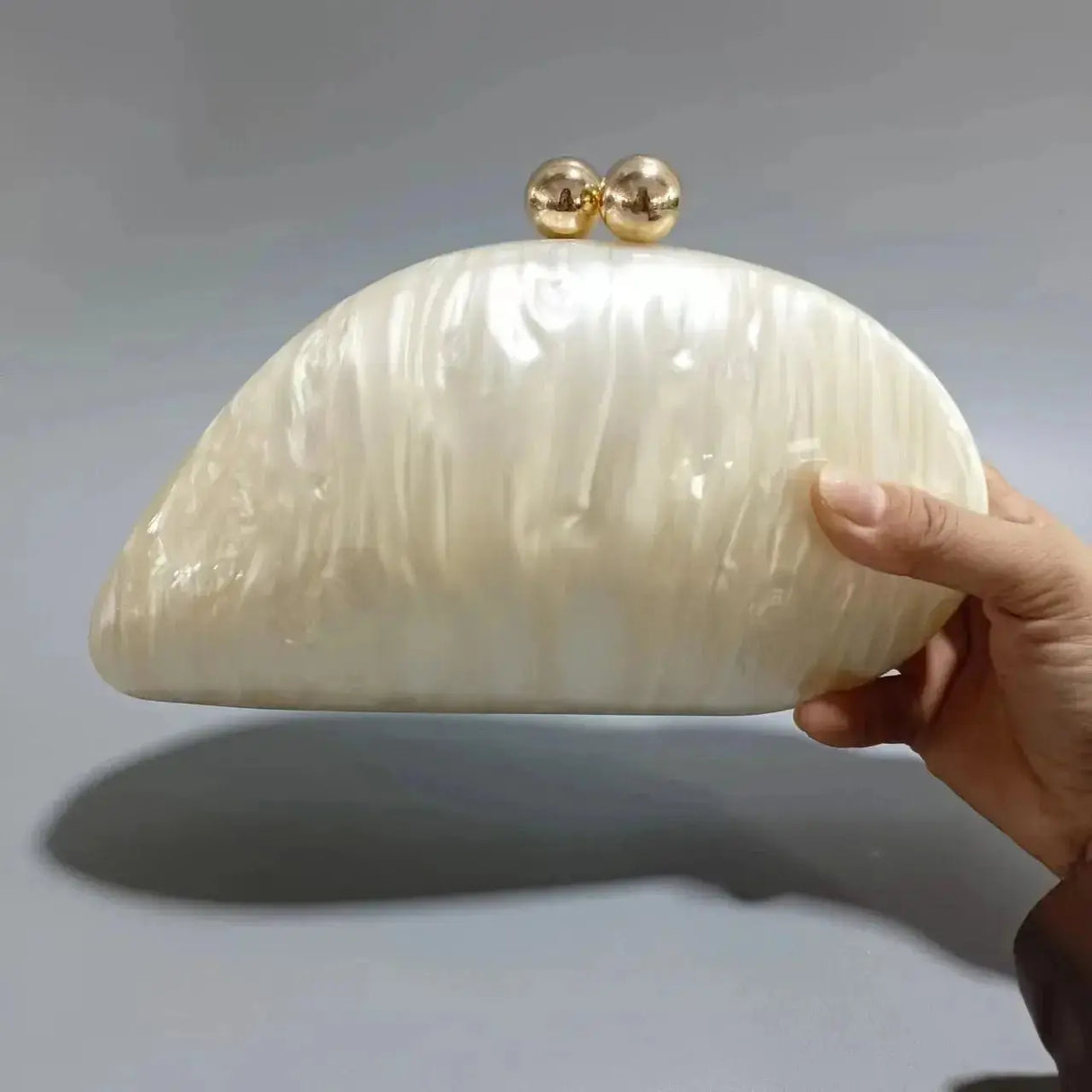 New Oval Irregular Pearl White Acrylic Box Evening Bag Ladies Luxury Designer Wedding Party Handmade Clutch Purses And Handbags