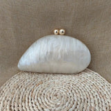 New Oval Irregular Pearl White Acrylic Box Evening Bag Ladies Luxury Designer Wedding Party Handmade Clutch Purses And Handbags