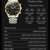 OLEVS 5529 Top Luxury Brand Men's Watch Waterproof Luminous Stainless Steel Lunar Phase Timing Code Watch New Quartz Men's Watch