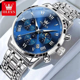 OLEVS 5529 Top Luxury Brand Men's Watch Waterproof Luminous Stainless Steel Lunar Phase Timing Code Watch New Quartz Men's Watch