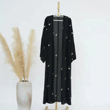 Open Kimono Chiffon Black Abaya for Women Dress Turkey Eid Ramadan Kaftan Muslim Cardigan Coat Islam Clothing Jalabiya Arab Robe