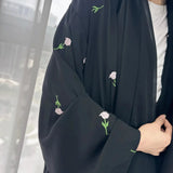 Open Kimono Chiffon Black Abaya for Women Dress Turkey Eid Ramadan Kaftan Muslim Cardigan Coat Islam Clothing Jalabiya Arab Robe