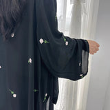 Open Kimono Chiffon Black Abaya for Women Dress Turkey Eid Ramadan Kaftan Muslim Cardigan Coat Islam Clothing Jalabiya Arab Robe