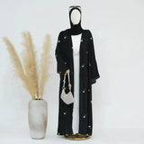 Open Kimono Chiffon Black Abaya for Women Dress Turkey Eid Ramadan Kaftan Muslim Cardigan Coat Islam Clothing Jalabiya Arab Robe