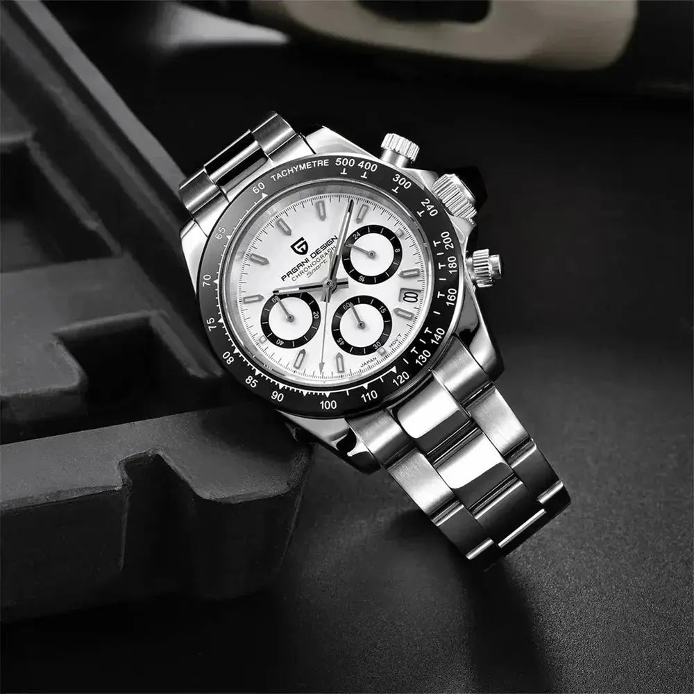 PAGANI DESIGN Top Luxury Brand Men Watches 100M Waterproof Quartz Wristwatch Sport Chronograph AR Sapphire mirror VK63 All Steel - haalish