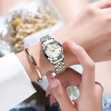 POEDAGAR Luxury Ladies Wristwatch Luminous Waterproof Date Week Woman Dress Watches Stainless Steel Women Watch Quartz Clock+Box