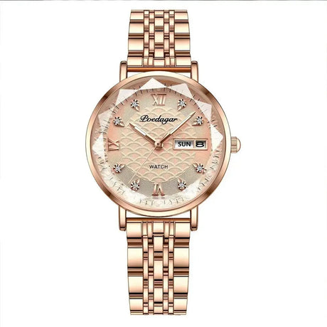 POEDAGAR Watch Women New Fashion Luxury Stainless Steel Wristwatch Bracelet Simple Rose Gold Waterproof Luminous Ladies Watches