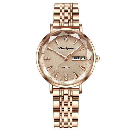 POEDAGAR Watch Women New Fashion Luxury Stainless Steel Wristwatch Bracelet Simple Rose Gold Waterproof Luminous Ladies Watches