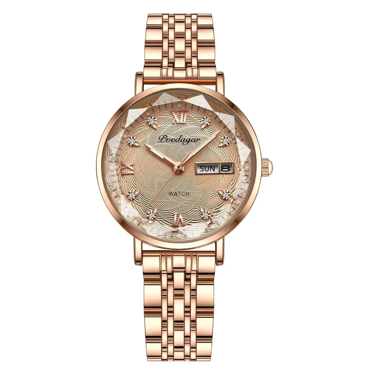 POEDAGAR Watch Women New Fashion Luxury Stainless Steel Wristwatch Bracelet Simple Rose Gold Waterproof Luminous Ladies Watches