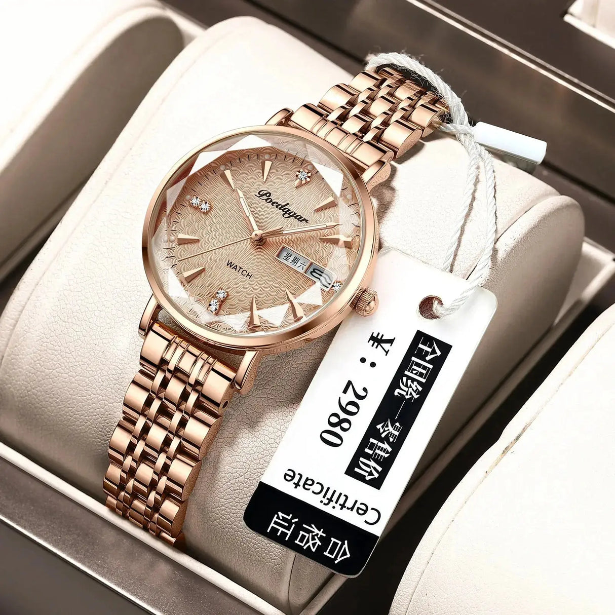 POEDAGAR Watch Women New Fashion Luxury Stainless Steel Wristwatch Bracelet Simple Rose Gold Waterproof Luminous Ladies Watches