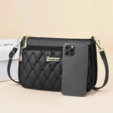 PU Leather Crossbody Bags Zipper New Fashion Shoulder Bag for Women Large Capacity Embroidery Thread Small Purse and Handbags