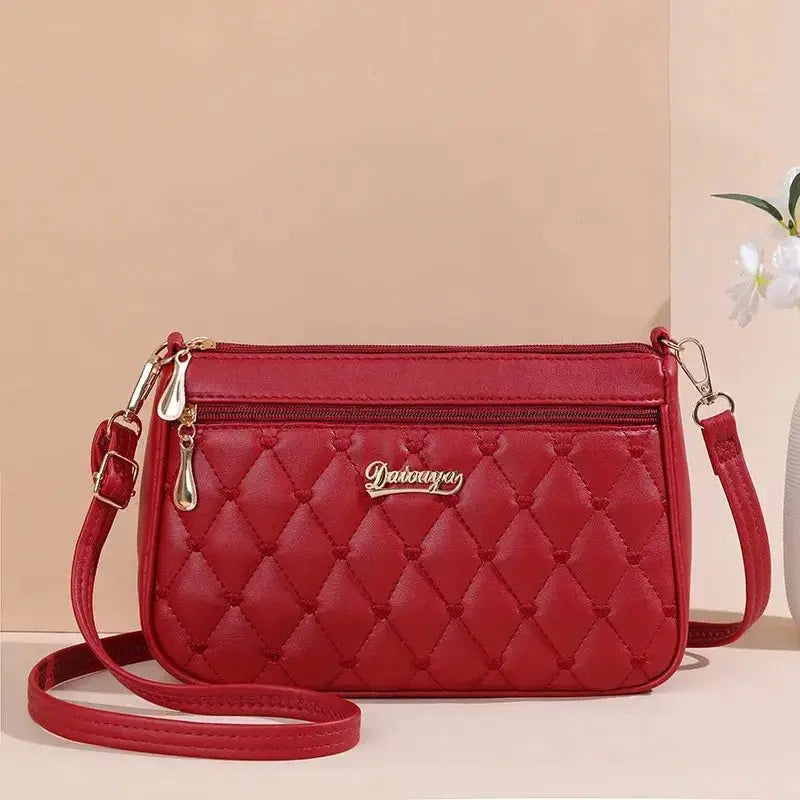 PU Leather Crossbody Bags Zipper New Fashion Shoulder Bag for Women Large Capacity Embroidery Thread Small Purse and Handbags