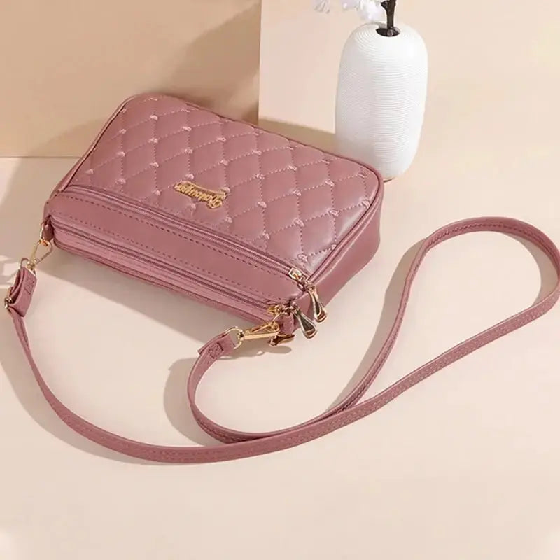 PU Leather Crossbody Bags Zipper New Fashion Shoulder Bag for Women Large Capacity Embroidery Thread Small Purse and Handbags