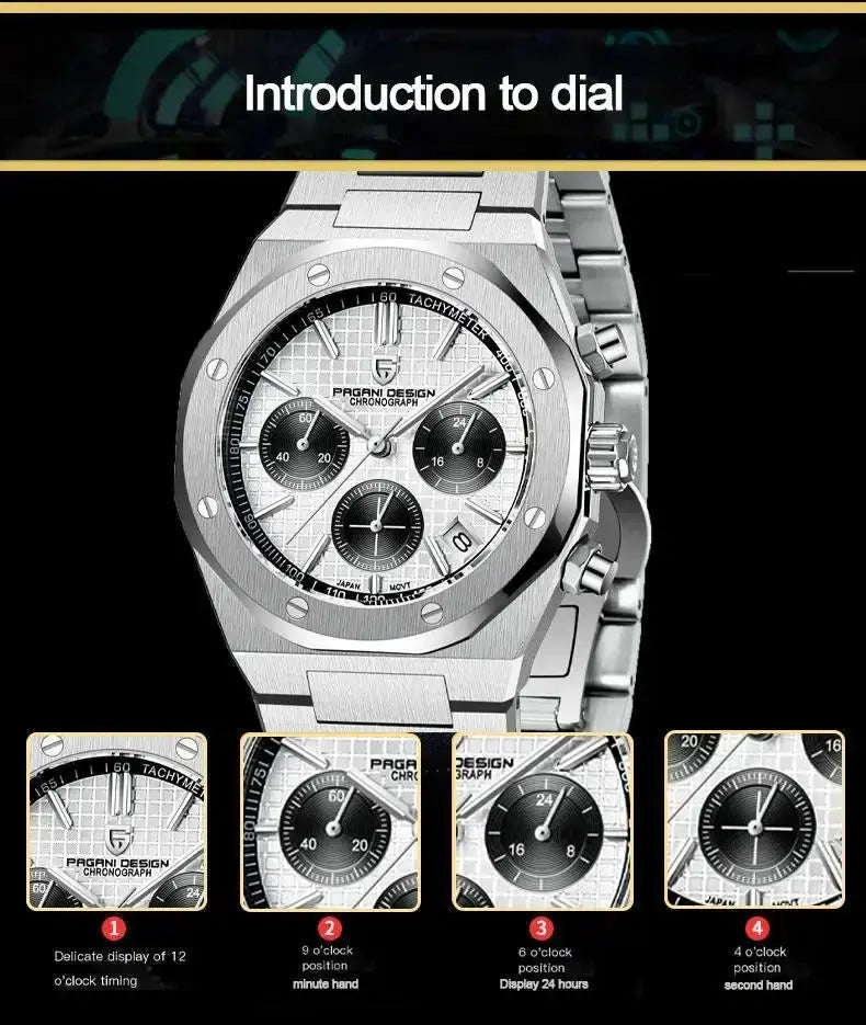 Pagani Design 2024 New VK63 Business Men's Quartz Watch Luxury Sapphire Stainless Steel 20Bar Waterproof Leisure Sports Watch Me