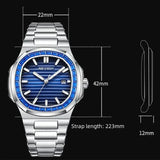 Quartz Wristwatches Luxury Watch Business Waterproof Male Clock Luminous Date Stainless Steel Square Men Watch reloj hombre