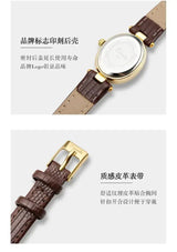 Retro Niche Design Square Rectangular Gold Dial Quartz Women's Watch Casual Brown Leather Waterproof Fashion Watch Relogio