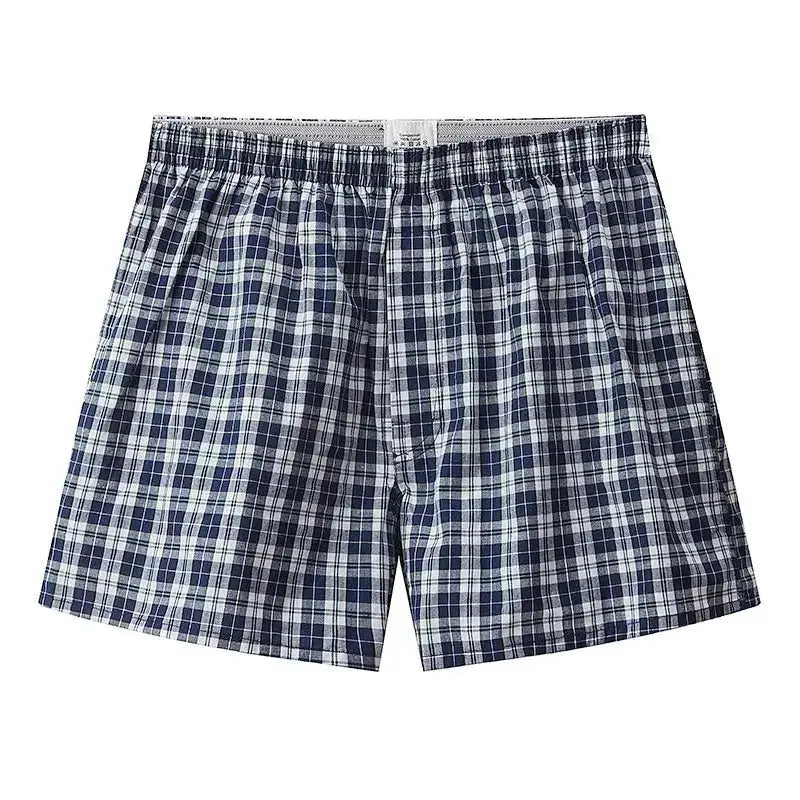 S-XL Mens Cotton Underwear Boxer Shorts Casual Plaid Elastic Waistband Button Mens Boxer Underwear Comfortable Shorts for Home