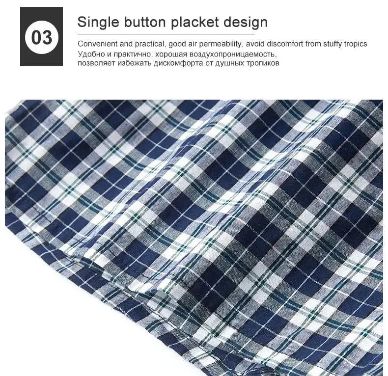 S-XL Mens Cotton Underwear Boxer Shorts Casual Plaid Elastic Waistband Button Mens Boxer Underwear Comfortable Shorts for Home