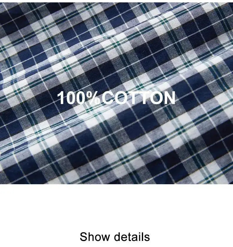 S-XL Mens Cotton Underwear Boxer Shorts Casual Plaid Elastic Waistband Button Mens Boxer Underwear Comfortable Shorts for Home