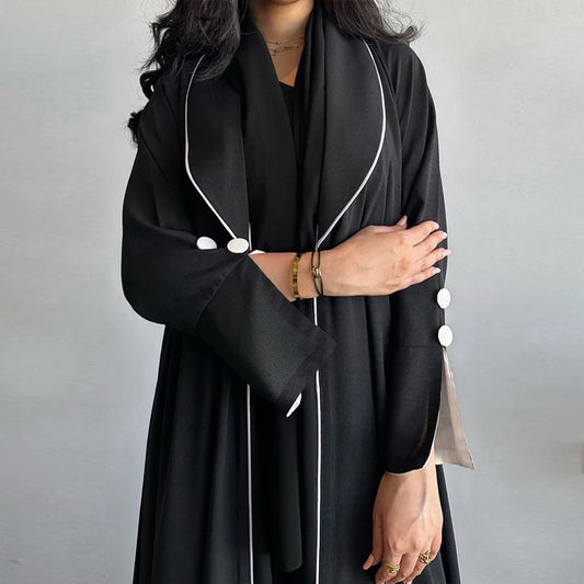 Ramadan Eid Muslim Kimono Abaya for Women Pleated Abayas Saudi Arab Button Split Sleeve Maxi Vestidos Morocco Kaftan Long Robe