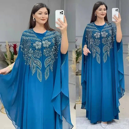 2024 Abayas for Women Dubai Luxury Chiffon Boubou Muslim Fashion Dress Caftan Wedding Party Occasions Long Abaya With Inner
