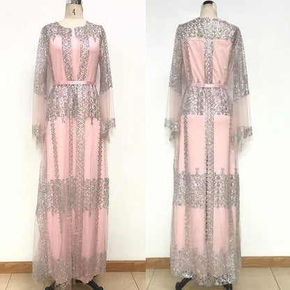 2 Pices African Luxury Femme Kimono Kaftan Robe Dubai Islam Hijab Muslim Dress Abaya Caftan Marocain Qatar Oman Turkey Clothing