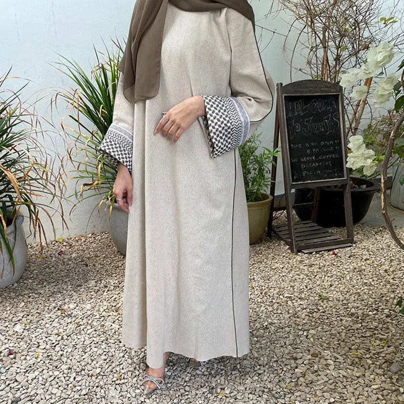 2024 Ramadan Keffiyeh Abaya Robe Kimono Palestinian Muslim Abayas Women Dubai Islam Bat Sleeve Long Dress Contrast Smock Kaftan