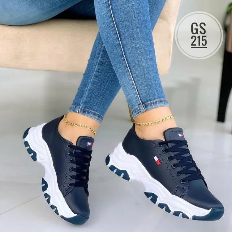 New Women's Vulcanized Sneakers Thick Sole Solid Wedge Women's Shoes Casual Breathable Luxury Walking Sneakers Zapatillas Mujer