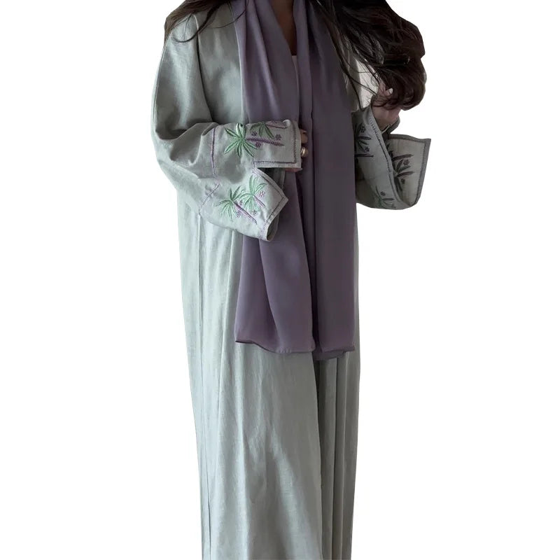 2024 Ramadan Keffiyeh Abaya Robe Kimono Palestinian Muslim Cardigan Embroidery Rayon Open Abayas Women Dubai Islam Dress Kaftan