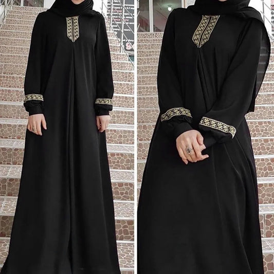 Long Muslim Dress Embroidery Kaftan Plus Size Casual Abaya Dress Muslim Clothes Dress Women Musulmane Vestidos Largos