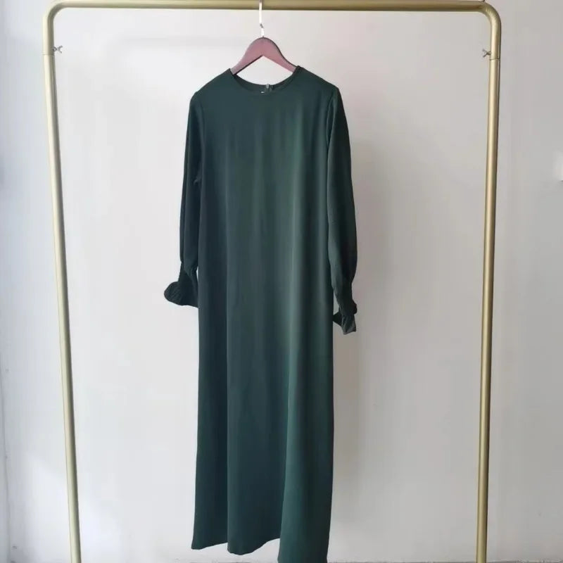 2023 Fashion Islam Abaya Dress Fashion Round Neck Abayas for Women Solid Color Women Dress Casual Dubai Turk Robe