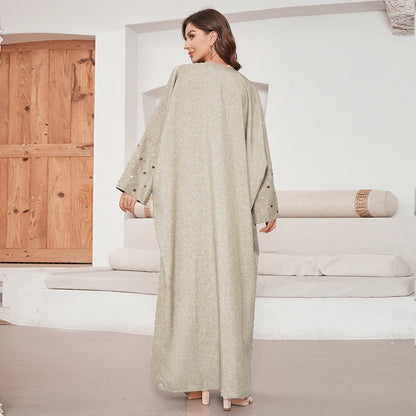 2024 Sweet Love Embroidery Open Abaya for Women Dubai Batwing Sleeve Kimono Muslim Türkiye Elegant Cardigan Gown Islam Clothing
