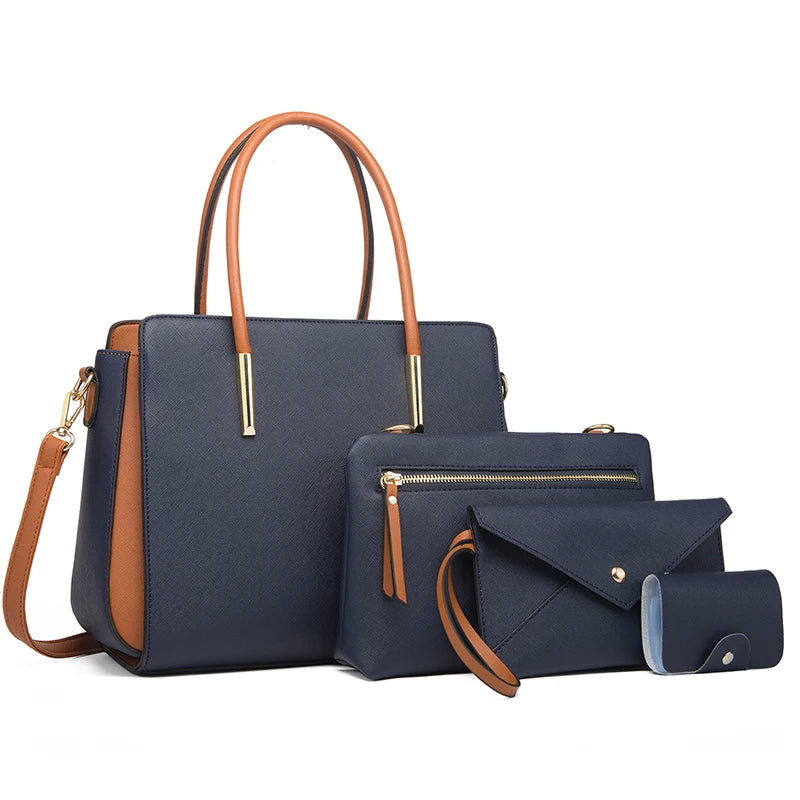 TRAVEASY 2024 Designer Bags Luxury 4 Pcs Set Women's Shoulder Bag Candy Color Hard PU Leather Elegant Ladies Purses and Handbags