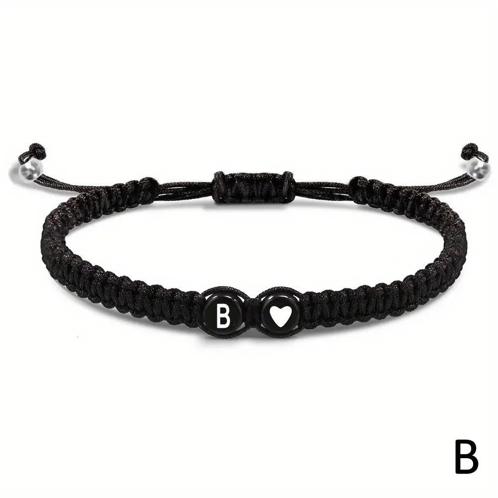 26 Letters Initial Heart Bracelets Handmade Adjustable A - Z Name Braided Bracelets For Women Men Friendship Jewelry Gifts - haalish