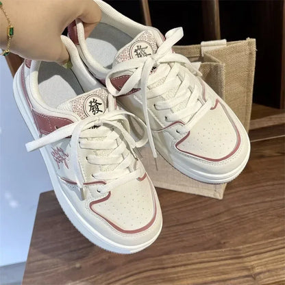 Women's Sneakers Fashion 2024 Fall New Pattern Lace Up Platform Vulcanized Shoes Brand Design Casual Couples Street Canvas Shoes